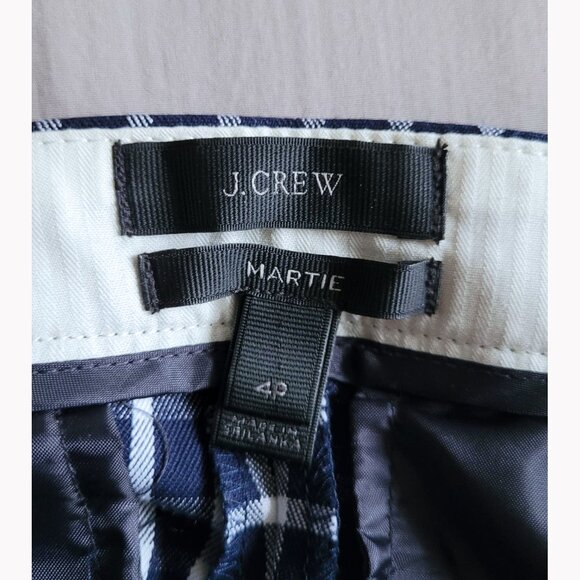 NWOT J. Crew Martie Slim Cropped Pant in Bi-Stretch Navy/White Gingham - Picture 7 of 14